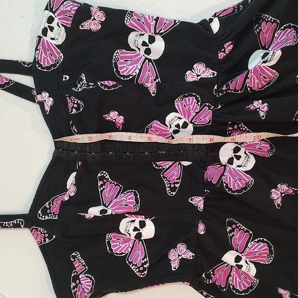 M VTG Jawbreaker Women's Sun Dress Pink Butterfly Skull Y2K 90s - Picture 9 of 12